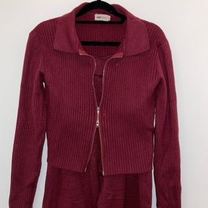 Burgundy lounge set top and leggings